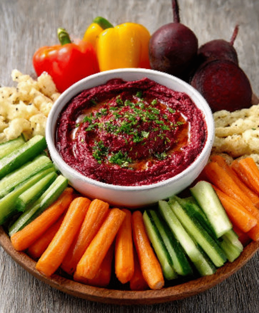 Hummus de remolacha con crudités