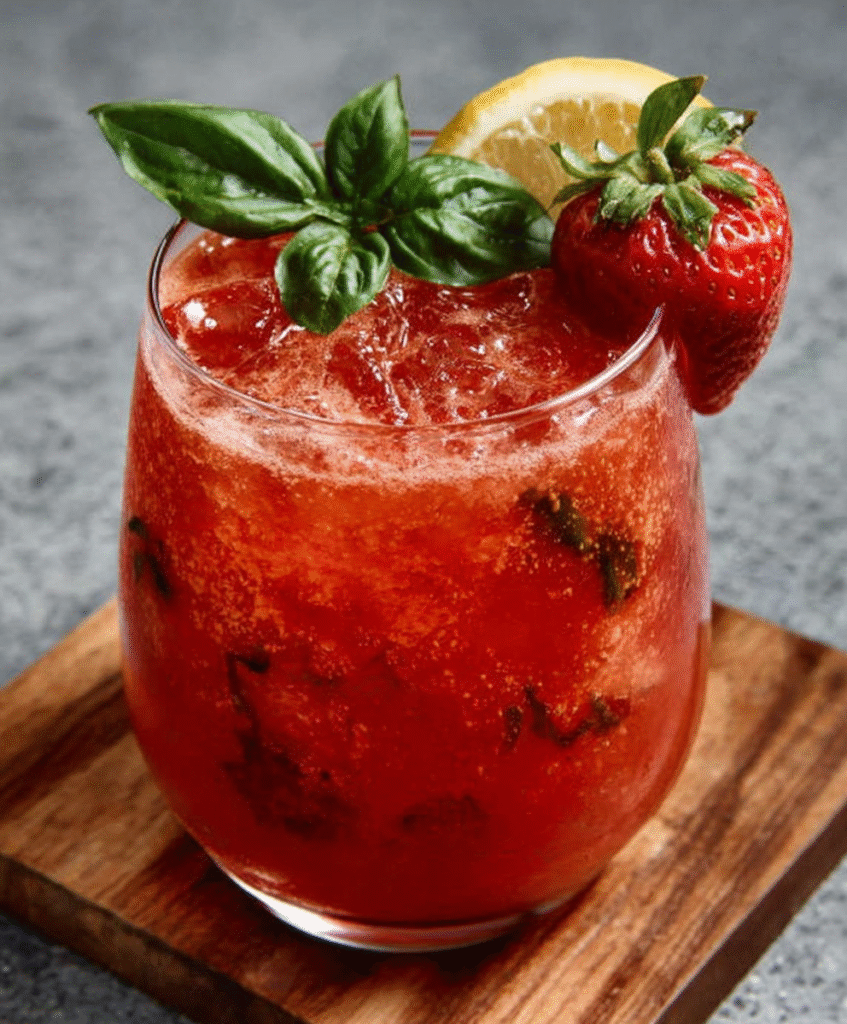 Limonada de fresa y albahaca
