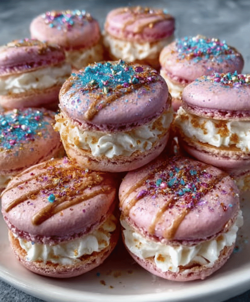Macarons con brillo comestible