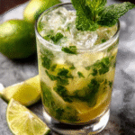 Mojito sin alcohol con hierbabuena