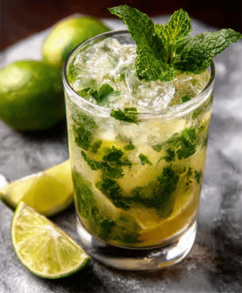 Mojito sin alcohol con hierbabuena