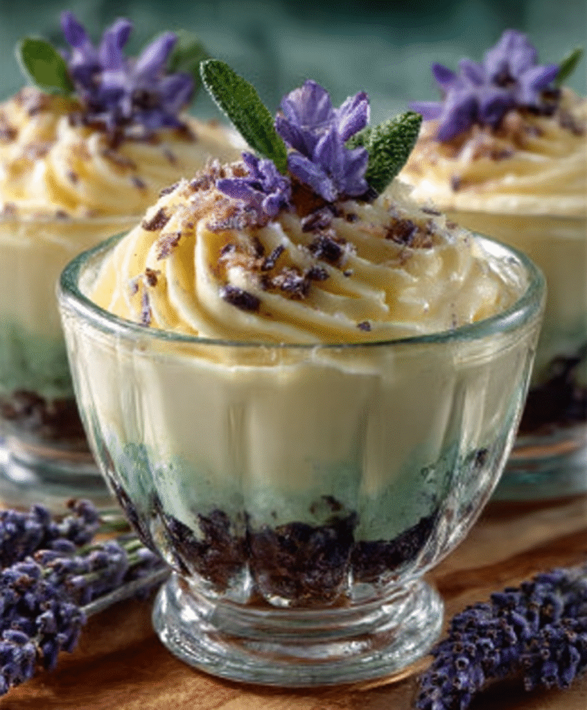 Mousse de chocolate blanco con lavanda