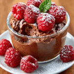 Mousse de chocolate con frambuesas frescas