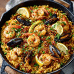 Paella de Coliflor y Mariscos