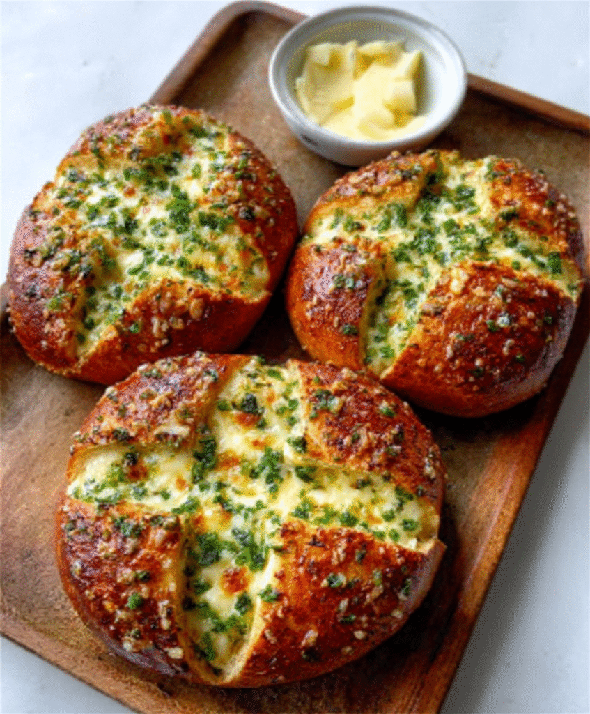 Pan de ajo con crema de queso coreano