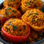 Pimientos rellenos de arroz jollof nigeriano