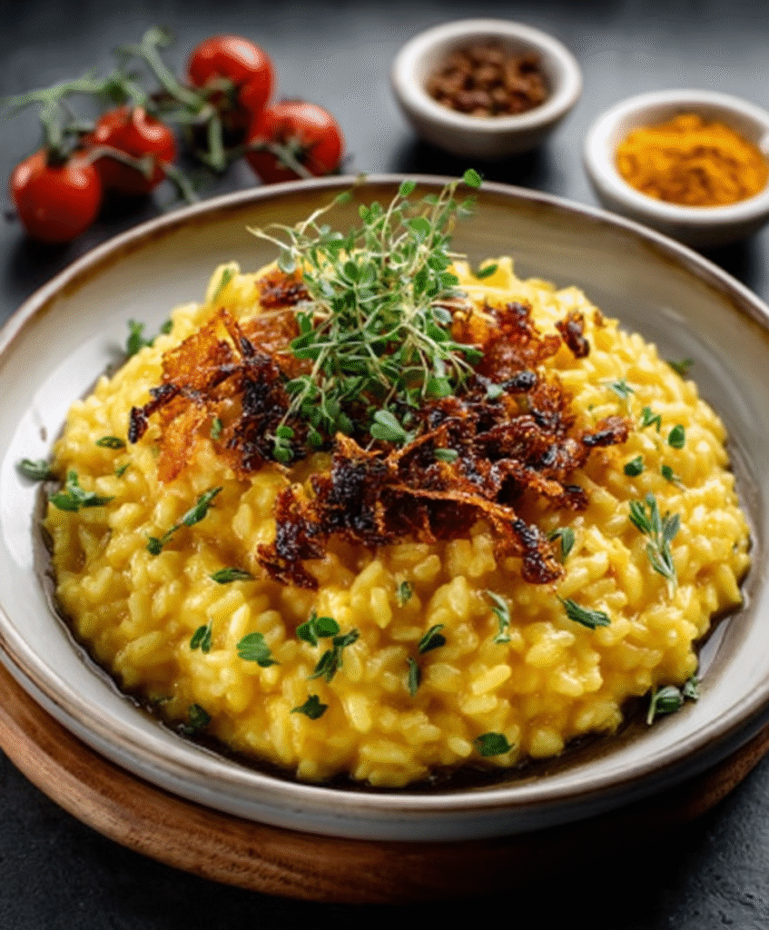 Risotto de Azafrán con Crujiente de Queso Idiazábal