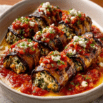 Rollitos de Berenjena Rellena de Queso de Cabra