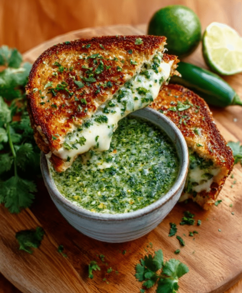 Sándwich tostado con ají verde peruano
