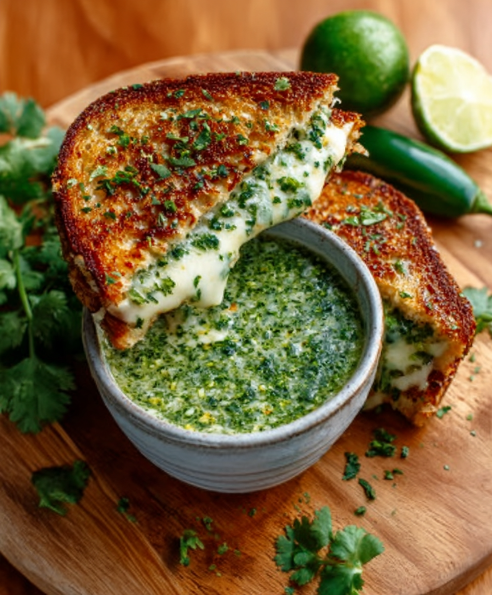 Sándwich tostado con ají verde peruano