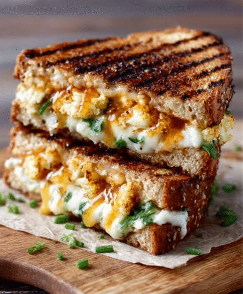 Sándwich tostado de coliflor al estilo buffalo