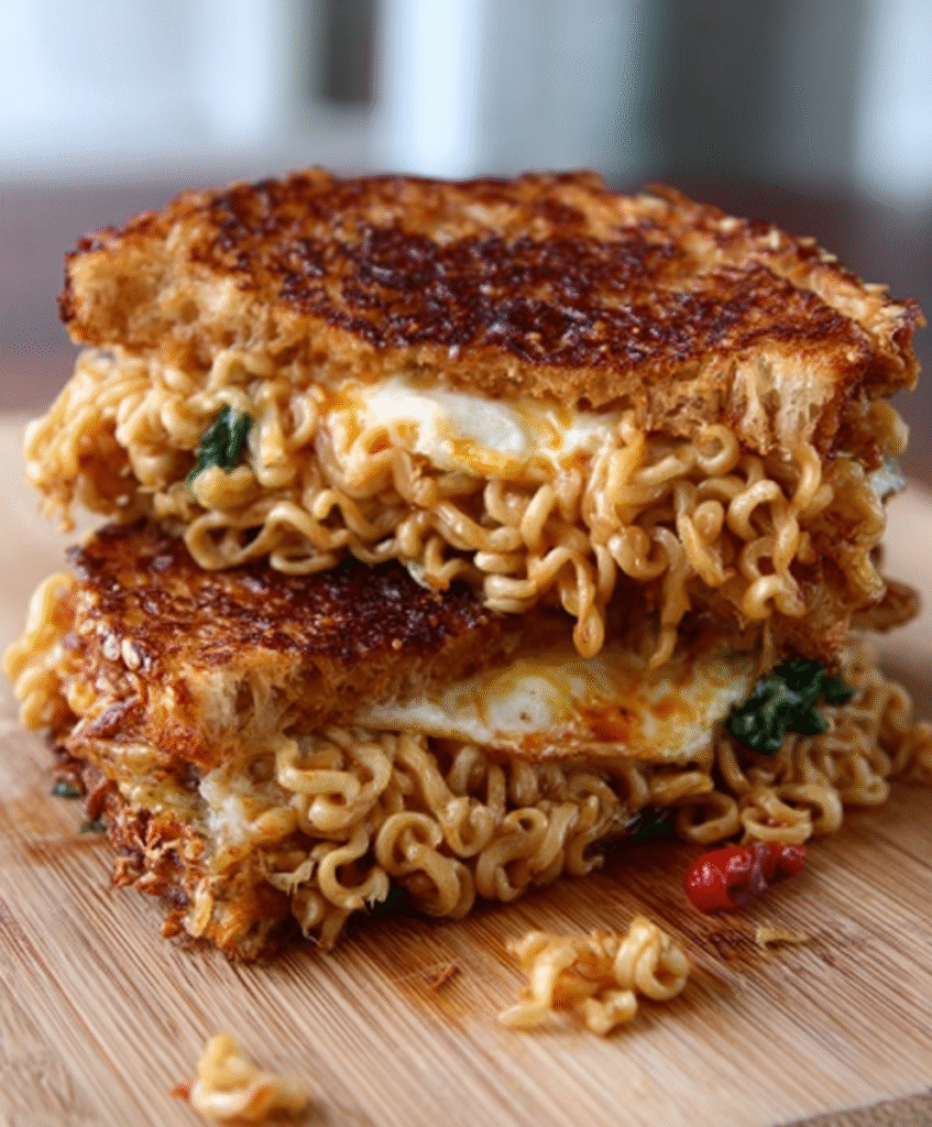 Sándwich tostado de ramen