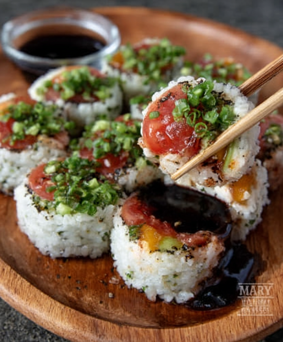 Sushi de tomates heirloom