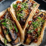 Tacos de Berenjena al Carbón con Salsa de Miso