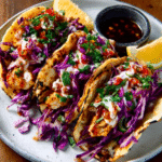 Tacos de pescado estilo Baja con col morada