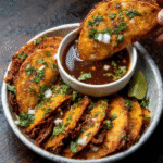 Tacos veganos de birria con consommé