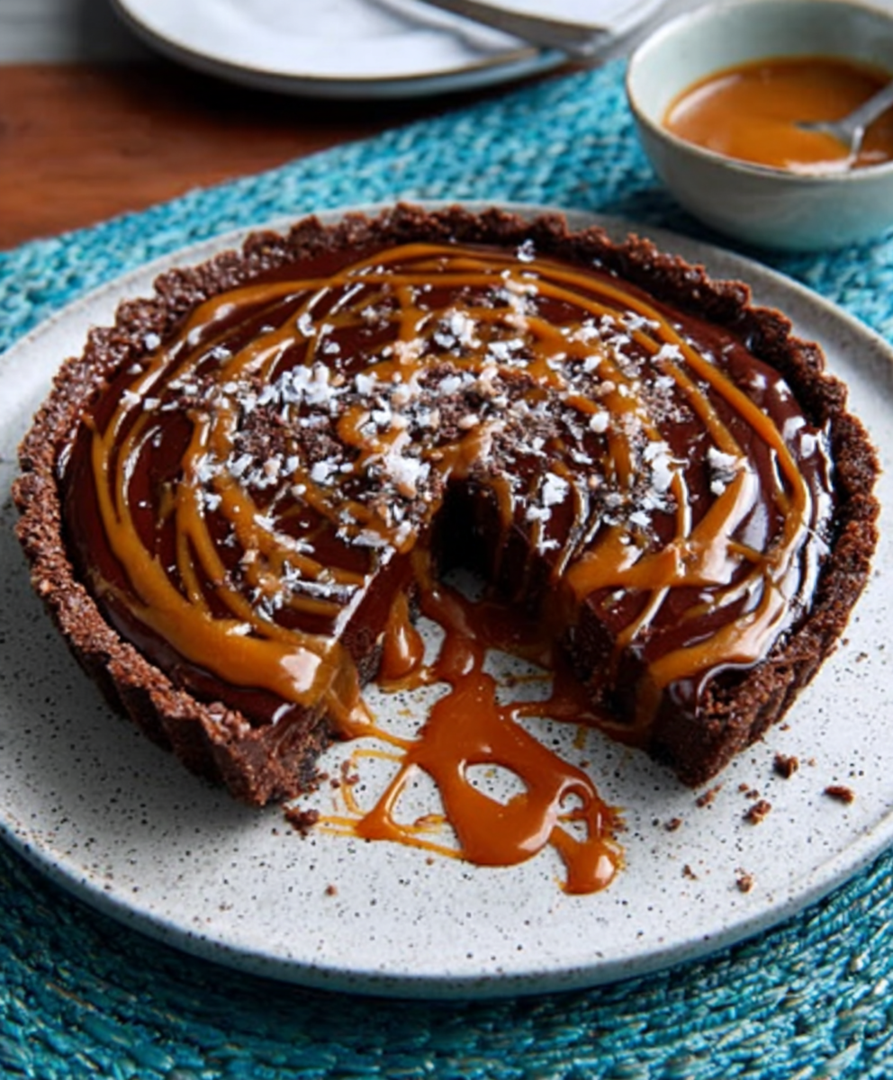 Tarta de chocolate con caramelo de miso