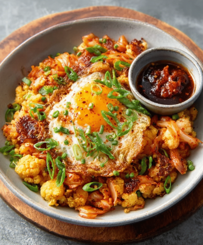 Tortilla de Coliflor con Kimchi