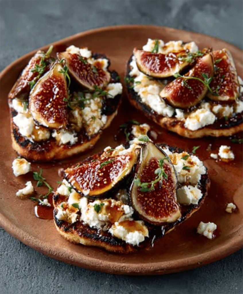 Tostadas de Higos a la Parrilla con Queso de Cabra y Miel de Chile