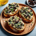 Tostas de Pan de Cristal CON HUMUS de Oliva Negra
