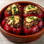Beet‑Hummus & Quinoa Stuffed Piquillo Peppers