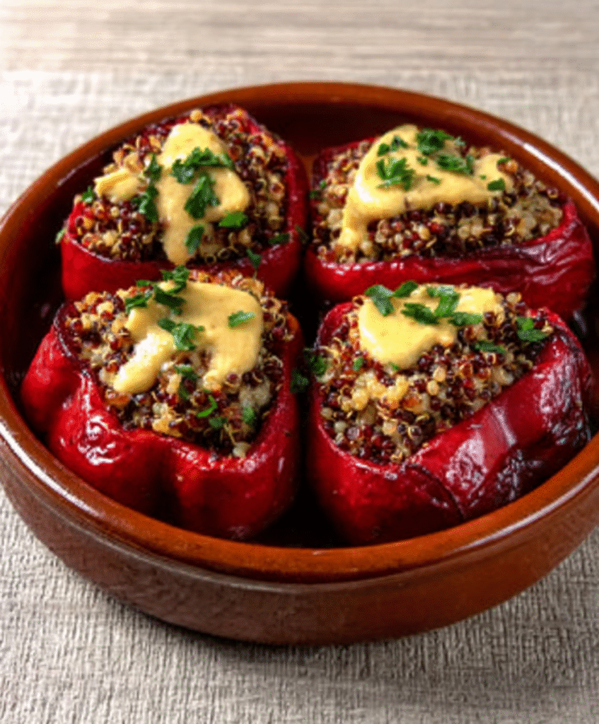 Beet‑Hummus & Quinoa Stuffed Piquillo Peppers