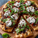 Black‑Garlic Burrata Flatbread with Rocket