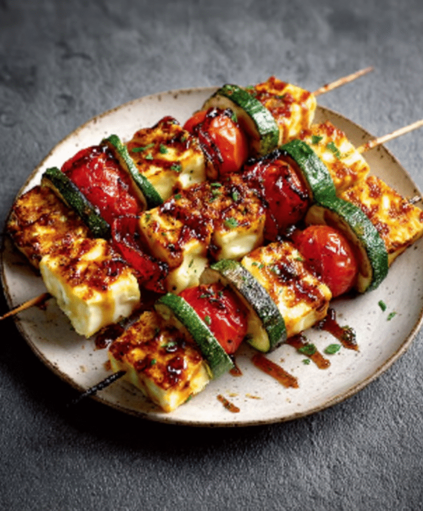 Brochetas de Halloumi y Verduras