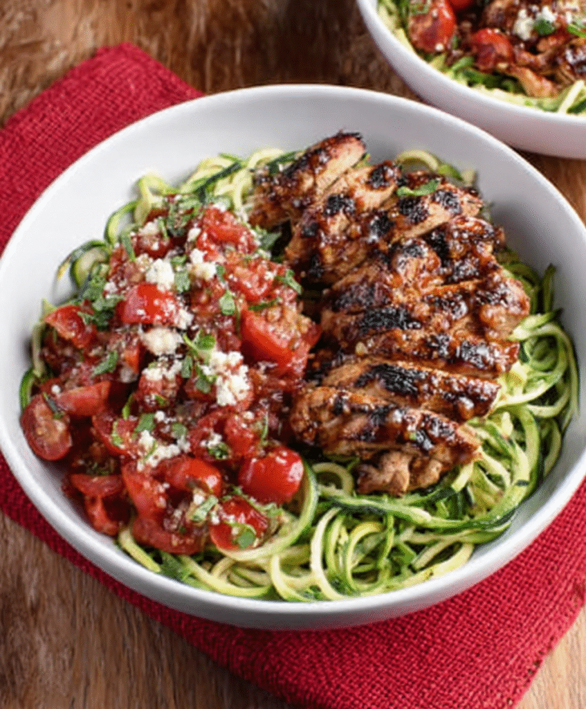 Bruschetta-Chicken Zoodle Bowls