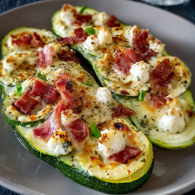 Calabacines con Queso de Cabra y Trocitos de Tocino