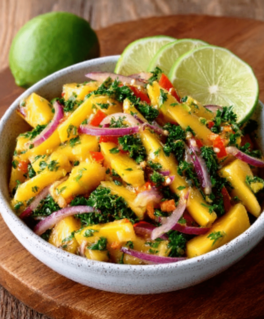 Ceviche de mango verde con toque cítrico para platos ligeros y jugosos