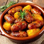 Chorizos a la sidra con patatas para recetas tradicionales