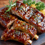 Costillas de cerdo al estilo andaluz con salsa de miel y mostaza