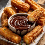 Crispy Rice‑Paper “Churro” Rolls, Chocolate Dip