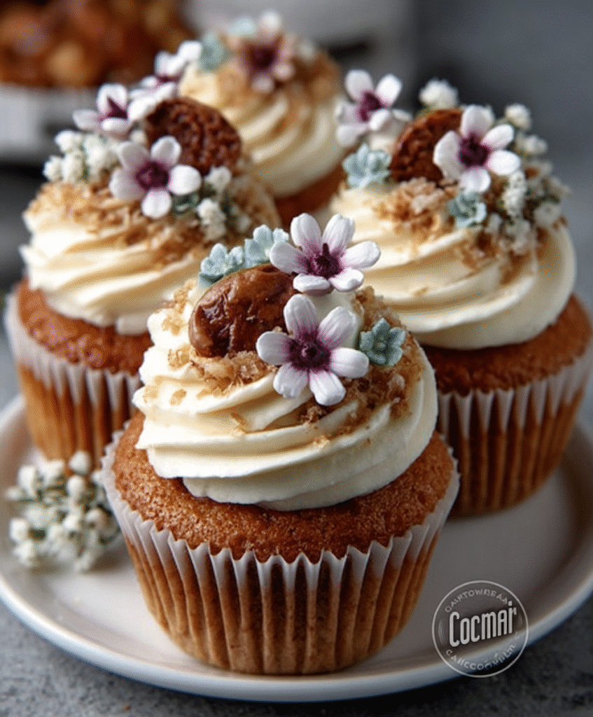 Cupcakes decorativos con flores comestibles para bodas y celebraciones