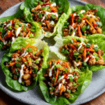 Dumpling Lettuce Cups with Sriracha‑Mayo Drizzle