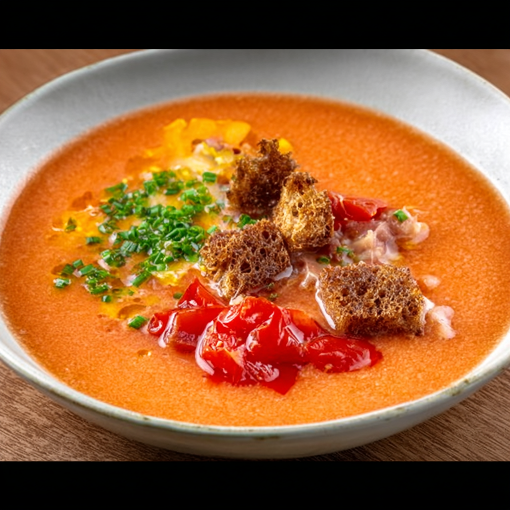 Gazpacho de sandía y tomate raf, ultra cremoso (sin pan)