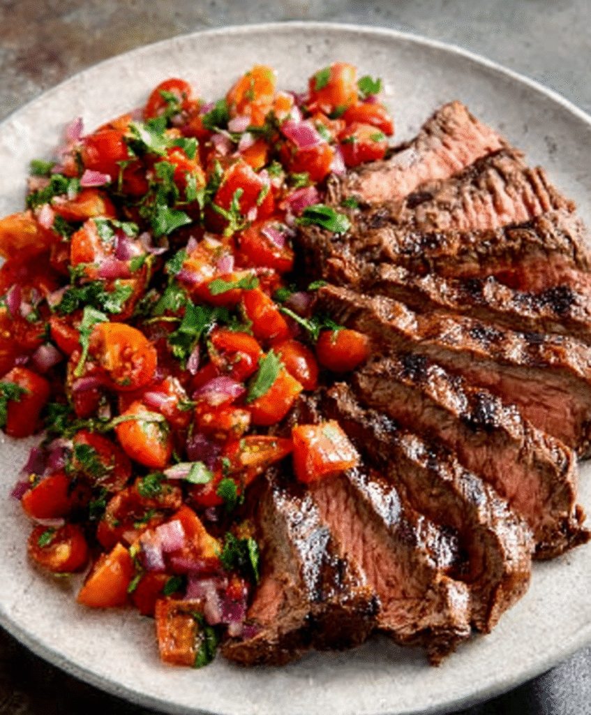Grilled Flank Steak with Tomato Salad
