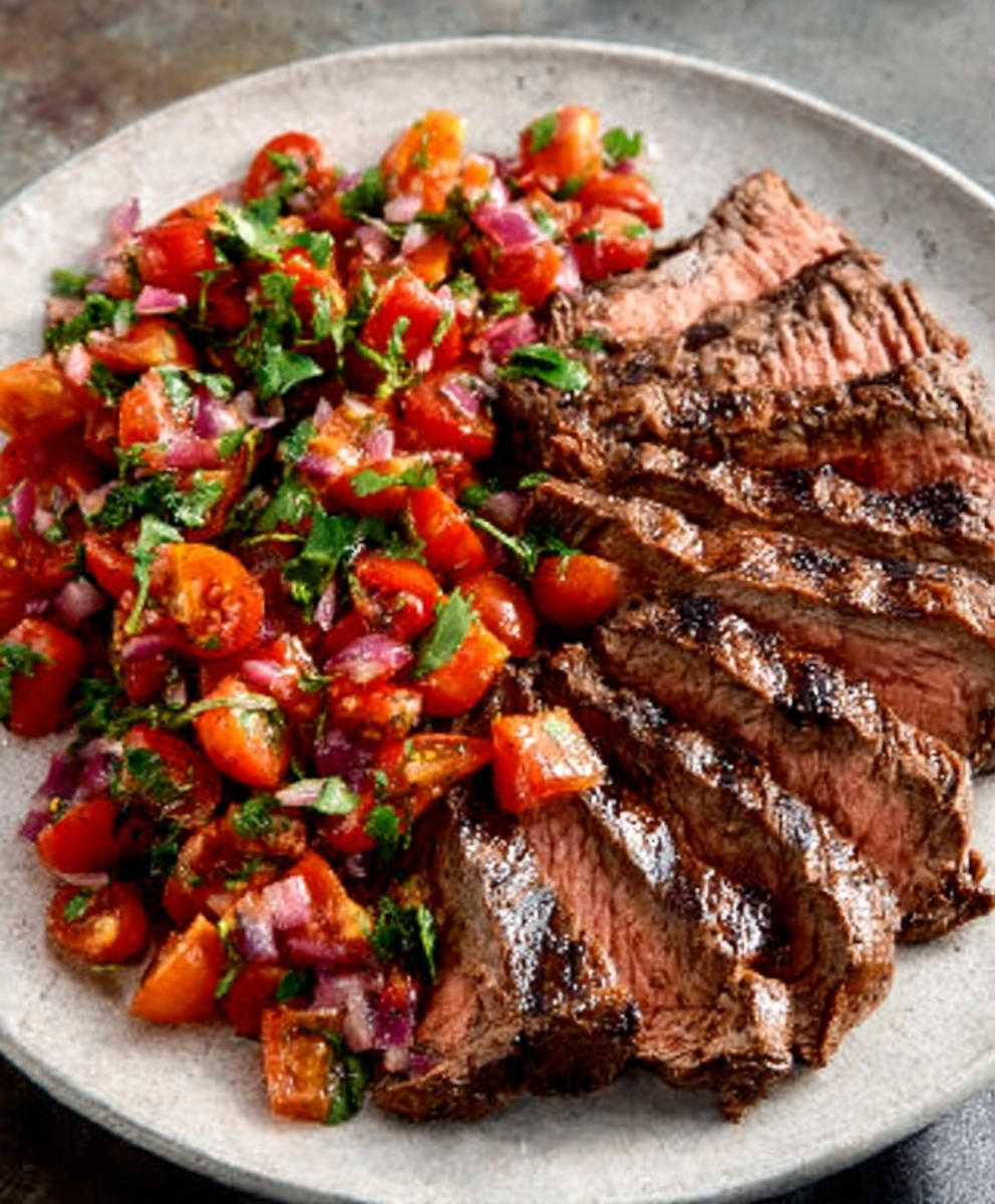 Grilled Flank Steak with Tomato Salad