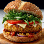 Hamburguesa vegetal con lentejas y especias para veganos