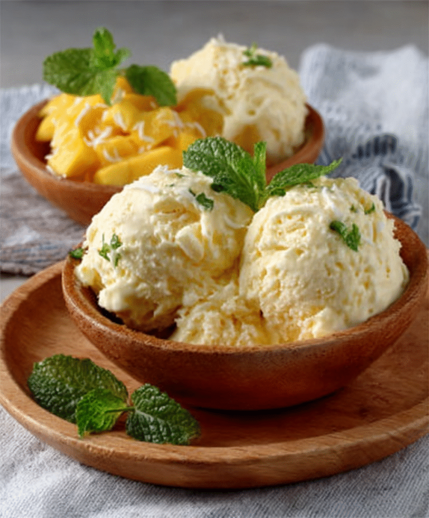 Helado casero de coco y mango sin heladera para días tropicales