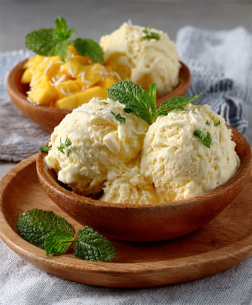 Helado casero de coco y mango sin heladera para días tropicales