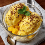 Helado casero de mango y coco sin azúcar para meriendas tropicales