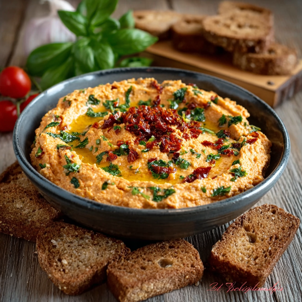 Hummus de tomate seco y albahaca, el dip estrella del verano