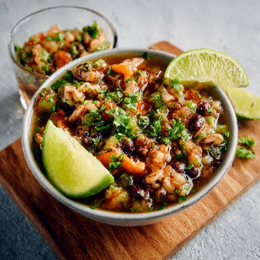 Michelada virgen (sin alcohol) + ceviche vegano de setas para el aperitivo