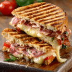 Panini de jamón serrano y queso manchego para comidas rápidas