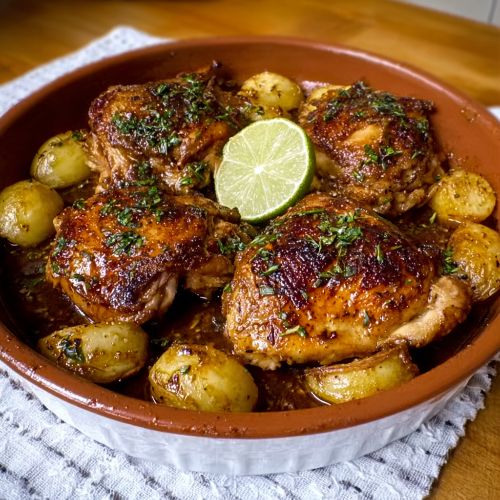 Pollo desmechado al limón en olla exprés para meal prep