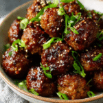 Saucy Sesame Gochujang Meatballs