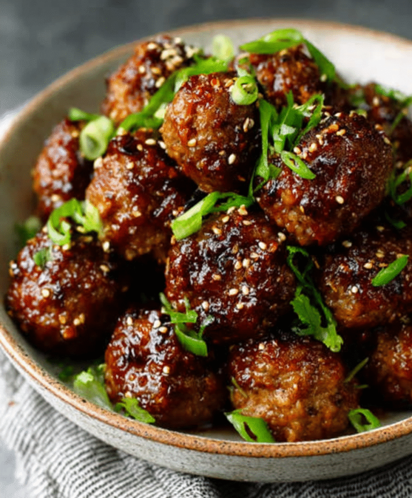 Saucy Sesame Gochujang Meatballs
