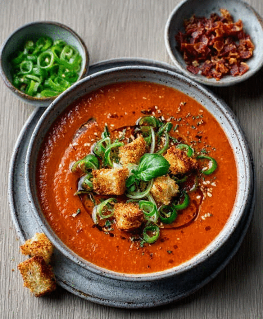Smoky Chipotle Gazpacho with Crunchy Jamón Crumbs